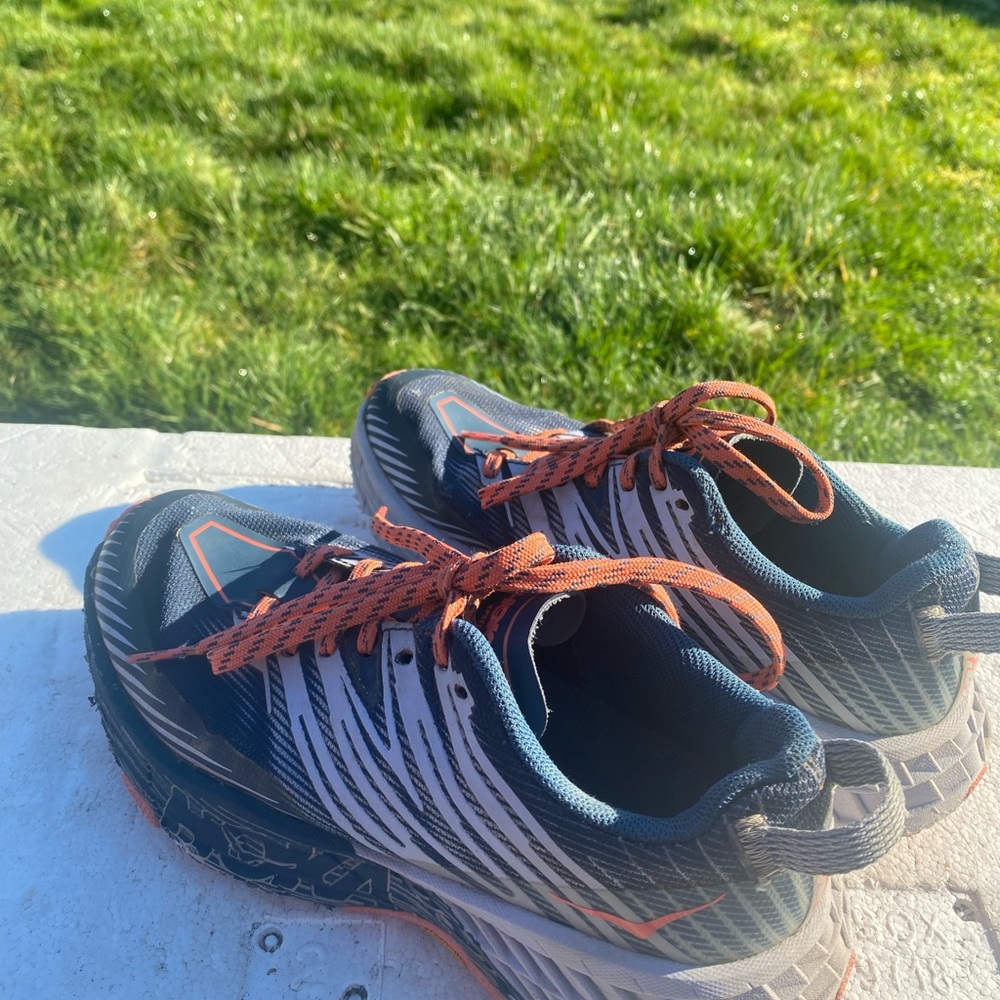 Hoka Speedgoat 4 Womens Black and White Trail Outdoor Running Sneakers Size 5 - Picture 8 of 16